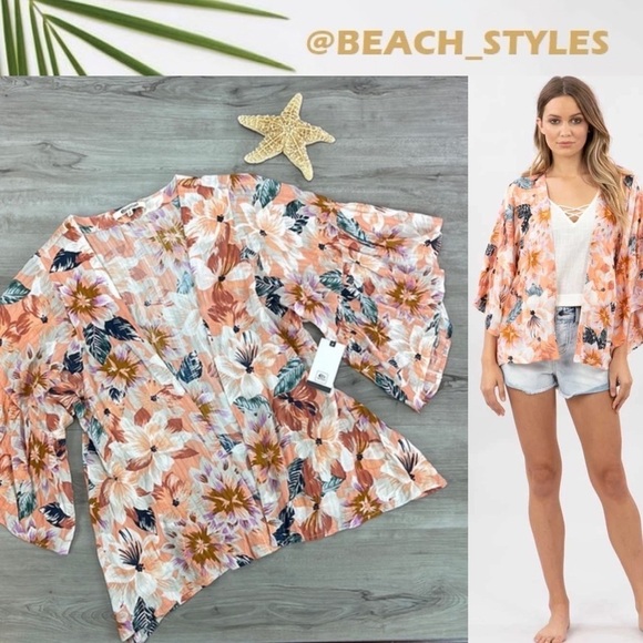 🔆RIP CURL🔆 SUPER BLOOM KIMONO TOP - Picture 1 of 11